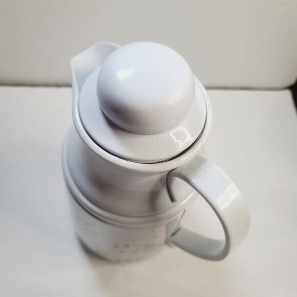 Vintage 80s Phoenix Insulated Thermal Carafate White Floral Tulip with Lid - Picture 7 of 13